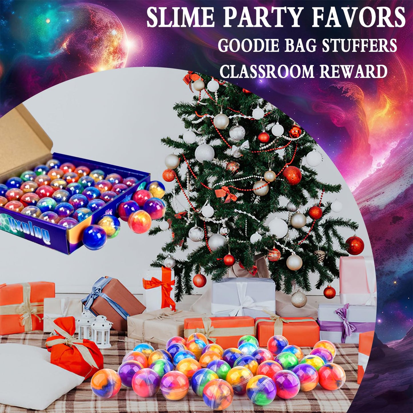 36 Pack Galaxy Slime Party Favors, Non-Sticky, Stress Relief Treasure Box Toys for Classroom Prizes, Easter Basket Stuffers Student Gifts Goodie Bags Egg Fillers for Kids Boys Girls 4-8, 8-12