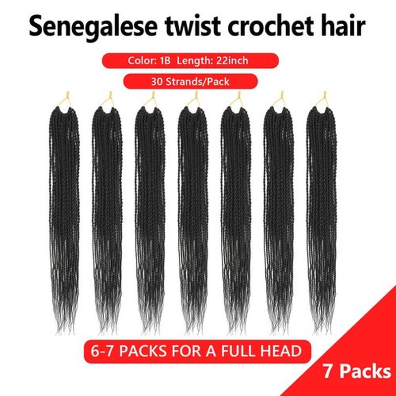 Senegalese Twist Crochet Hair for Black Women 18 Inch Pretwisted Crochet Hair 7 Packs Boho Goddess Twist Crochet Hair Pre Looped Hot Water Setting Crochet Twists with Natural Straight Ends