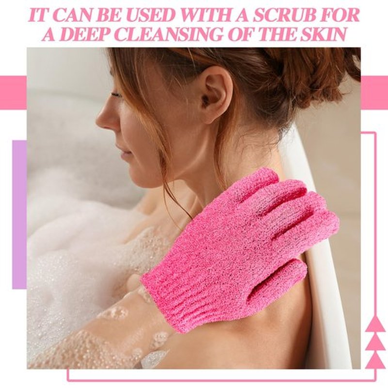 Ramede 30 Pair Exfoliating Gloves Double Sided Exfoliating Bath Gloves Nylon Colorful Shower Gloves for Men Women Beauty Spa Massage Shower Deep Clean Body Skin Bathing Scrubber Accessories (Rose Red)