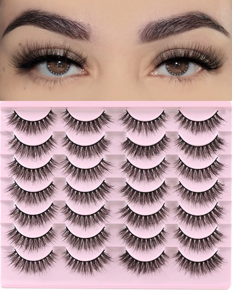 FARRED Natural Eyelashes Wispy Lashes Short False Eyelash Small Cat Eye Fake Lashes Full Pestañas Sets for MUA and Beginners Daily Makeup (F2 | 7-14mm)