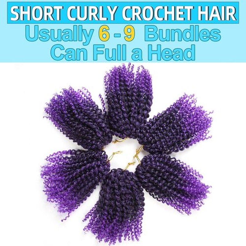 8 Inch Short Passion Twist Hair 6 Bundles Kinky Curly Crochet Hair for Black Women Curly Braiding Hair Crochet Braids Hair (6Bundles8 Inch,1B/Purple#)