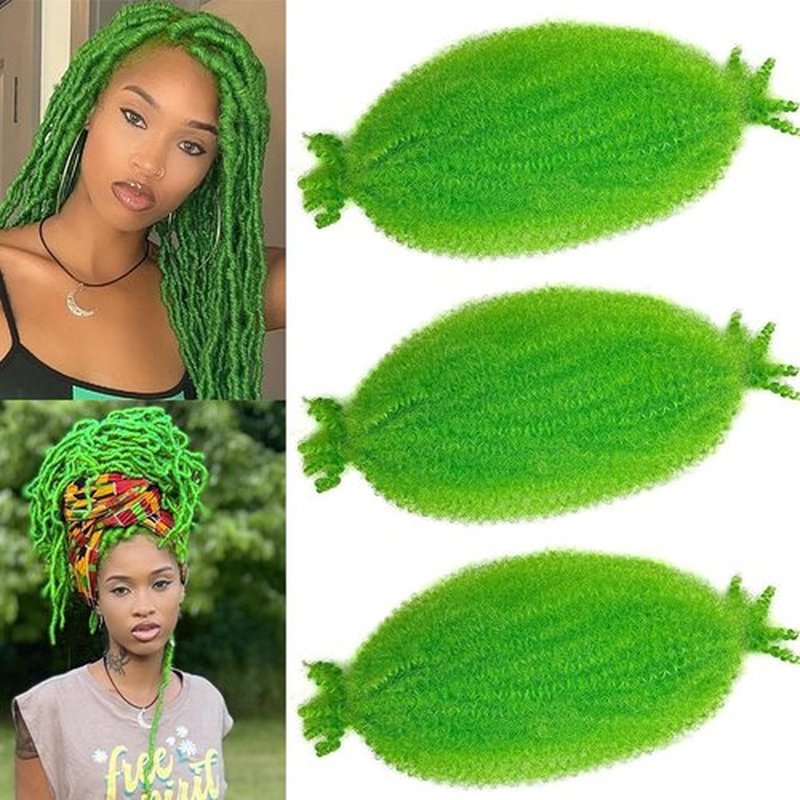 Marley Twist Braiding Hair, Pre-Separated Springy Afro Twist Hair Kinky Twist Crochet Hair Braids for Distressed Soft Locs Spring Twist Hair for Women (Green#, 12 Inch(Pack of 3))
