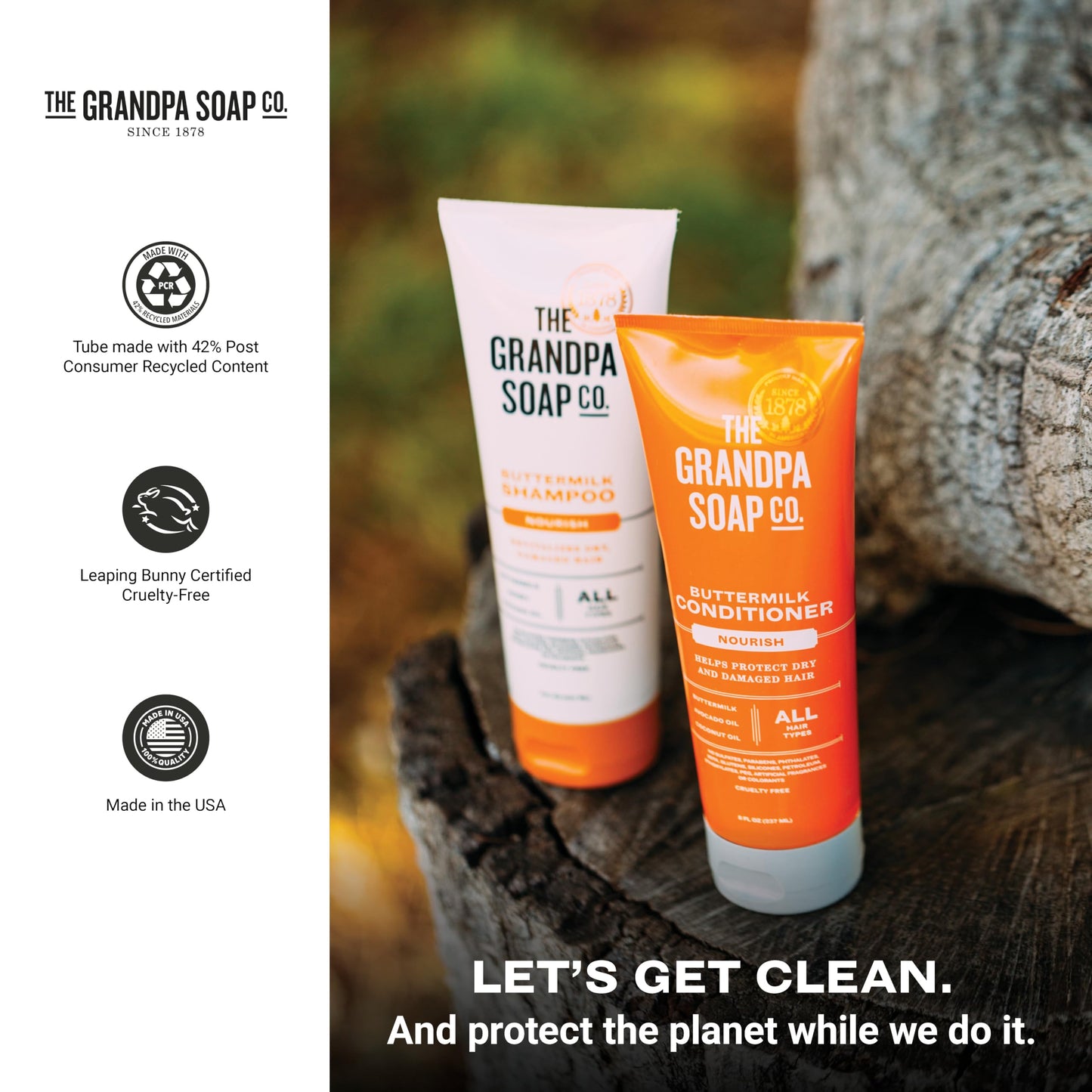 The Grandpa Soap Company Buttermilk Conditioner - Nourishing Formula to Help Strengthen and Hydrate Hair, With Coconut Oil & Silk Protein, Sulfates and Parabens Free, 8 Fl Oz