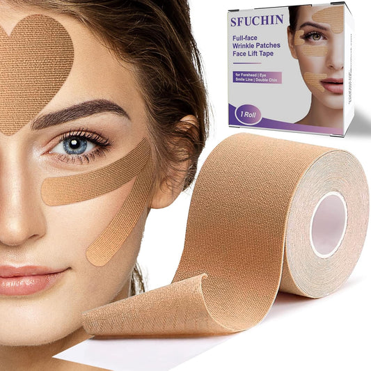 Face Tape for Wrinkles | Overnight Wrinkle Patches for Facelift & Neck | 5cm Wide Kinesiology Tape