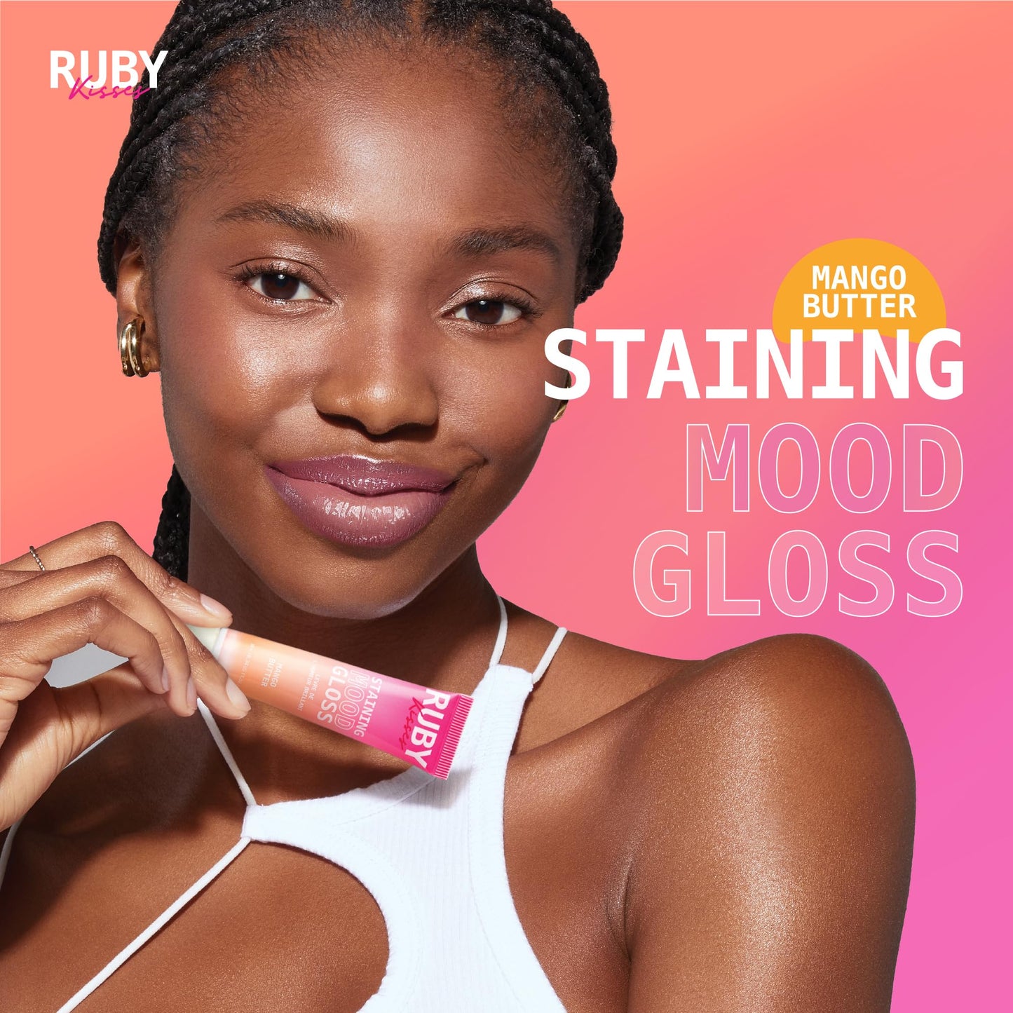 Ruby Kisses pH Color-Changing Pink Lip Gloss, Hydrating High-Shine Finish