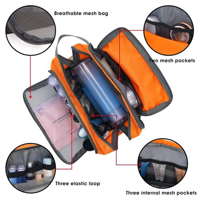 Toiletry Bag for Men/Women Hanging Dopp Kit Water Resistant Shaving Bag Small Toiletry Bag for Traveling (Orange)