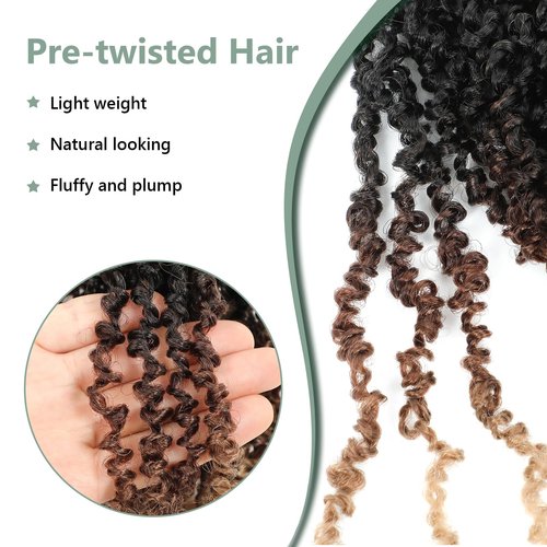 Yanky Twist Crochet Hair - 14 Inch Yanky Twist Pre Looped Crochet Hair 8 Packs Senegalese Twist Crochet Hair Extensions 1B/30/27 Bohemian Passion Twist Hair for Black Women