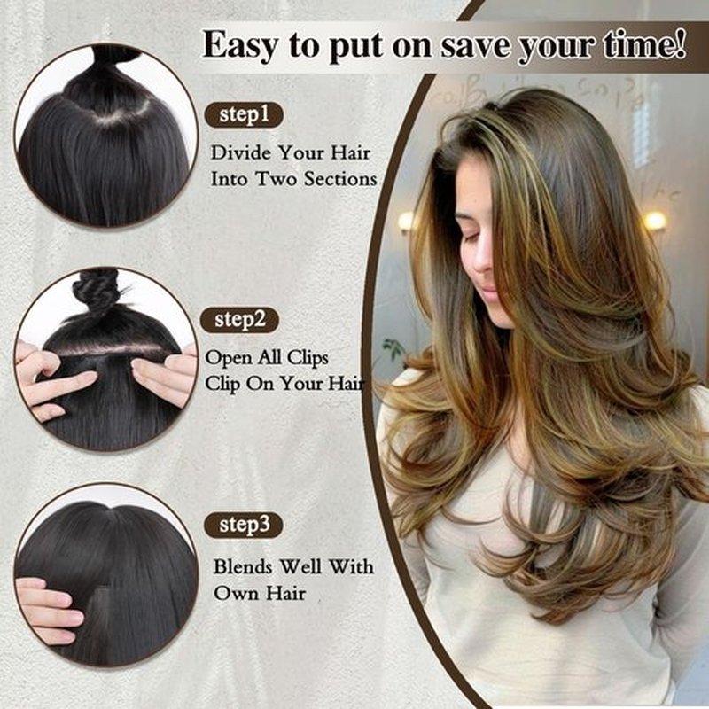 FREEMEIGE Clip in Extensions 4PCS Straight Hair Extensions for Women Synthetic Hair Extensions Long Layered Hair Extensions Thick Wavy Clip in Hairpieces for Women Daily Use 20 Inch