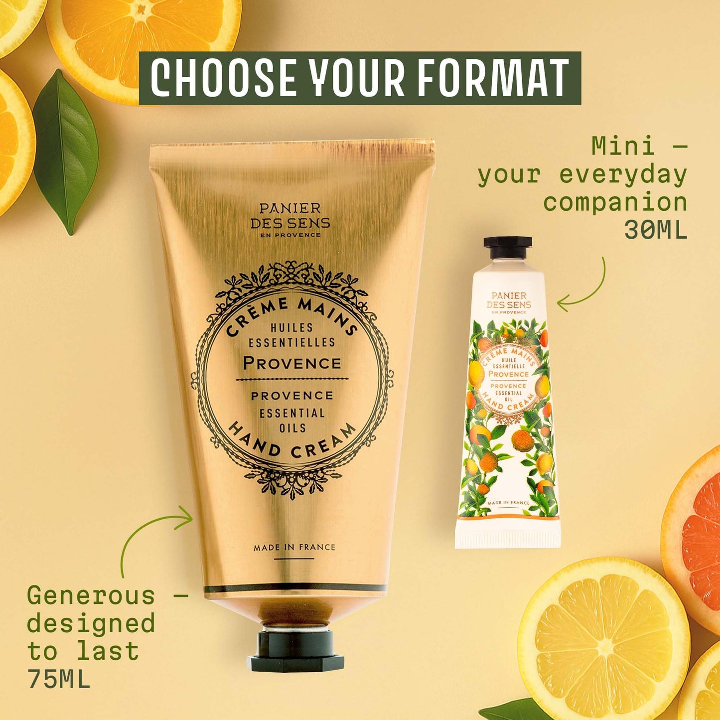 Panier des Sens Provence Citrus Mini Hand Cream for Women – French Travel Size Hand Cream for Dry Hands, Fast-Absorbing Non-Greasy Vegan Shea Butter Moisturizer, 1 Fl Oz