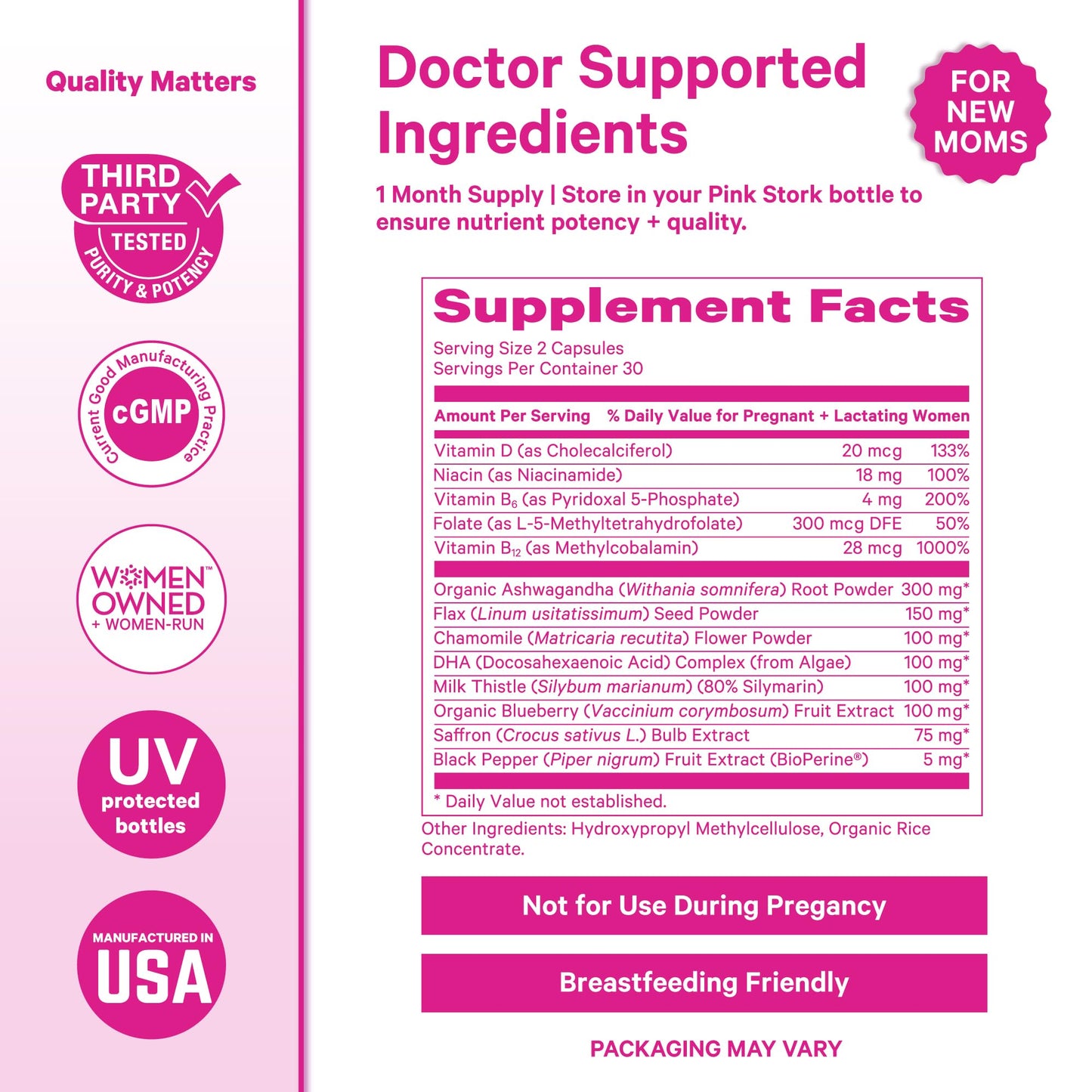 Pink Stork Postpartum Mood Support, 30-Day Supply