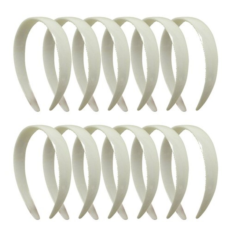 One Dozen 1 Inch White Plastic Headbands with Teeth for Women and Girls (Motique Accessories)
