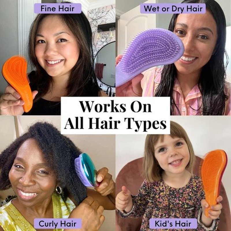 Detangler Brush for Thick Hair, Curly, Straight & Natural Hair - Gentle Detangling Hair Brush for Women, Kids & Toddlers w/Flexible Bristles - Lily England Hairbrush for Wet & Dry Hair, Petrol