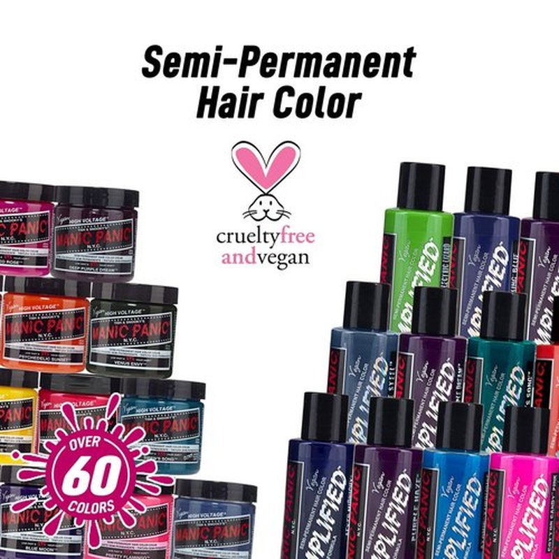 MANIC PANIC Rockabilly Blue Hair Dye - Amplified - Semi Permanent Strongest True Neutral Blue Hair Color For Dark or Light Hair – Vegan, PPD & Ammonia-Free (4oz)