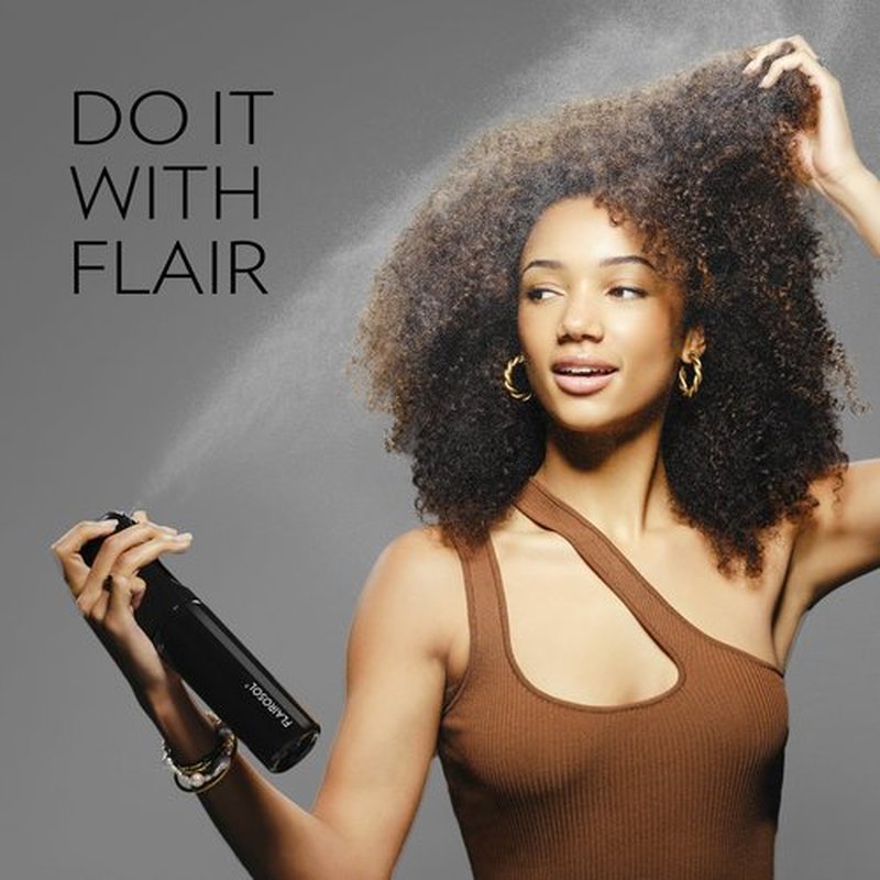 FLAIROSOL Spray Bottle for Hair, Continuous Spray Bottle with 0.3MM Ultra Fine Mist, Water Mister Spray Bottle for Hairstyling, Cleaning, Plants, Pets, 10.1oz/300ml, Black Bottle, White Print