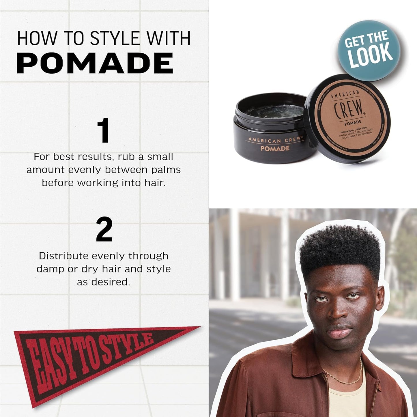 American Crew Men's Hair Pomade - Medium Hold, High Shine, Travel Size Duo Set