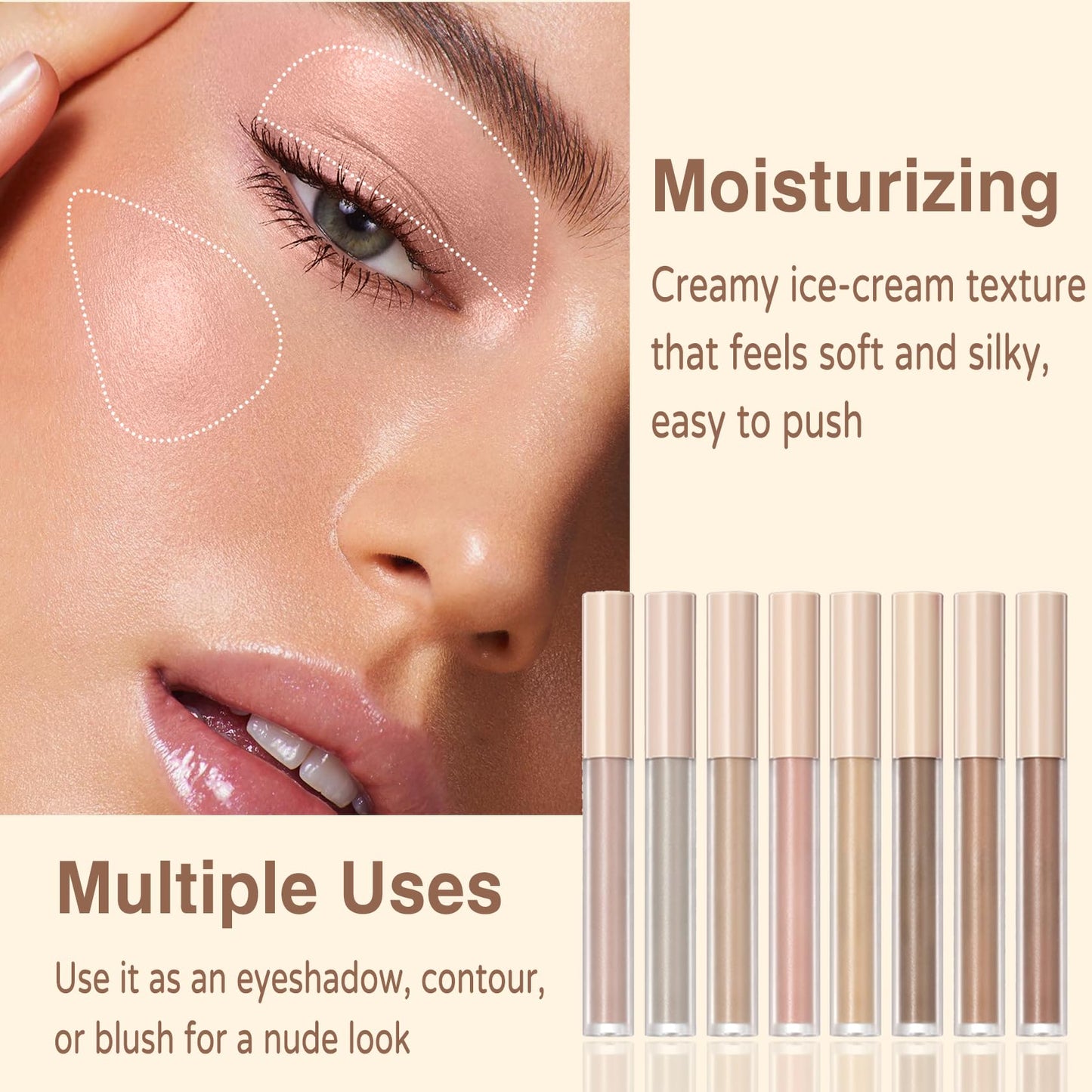 PERVALA Matte Liquid Eyeshadow - 8 Colors Neutral Naked Cream eyeshadow, High-pigment Blendable Long-Lasting and Waterproof Nude Eye Shadow for Natural Looks (Matte Naked)