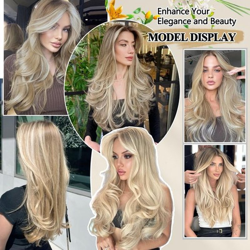 FREEMEIGE Clip in Hair Extensions,4PCS Dirty Blonde Mixed Bleach Blonde Hair Extensions Thick Long Stright Layered Hair Extensions 20 Inch Invisible Lace Weft Hair Extensions for Women