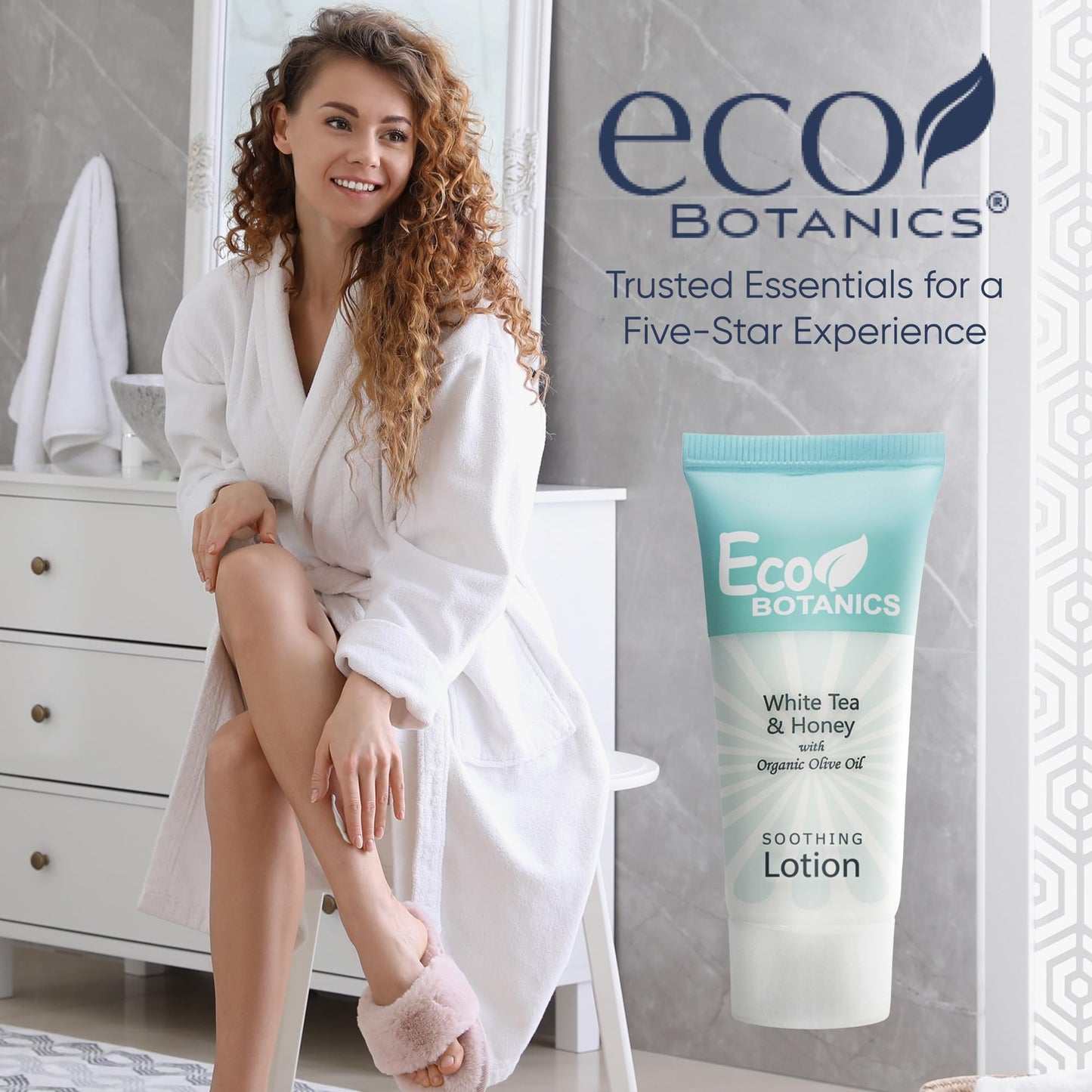 Travel Size Hotel Lotion 20 Count 0.85 oz Bottles Guest Amenities | Vacation Rentals and Short Term Rentals Paraben Free White Tea Scent Infused with Aloe Honey and Olive Oil by Eco Botanics