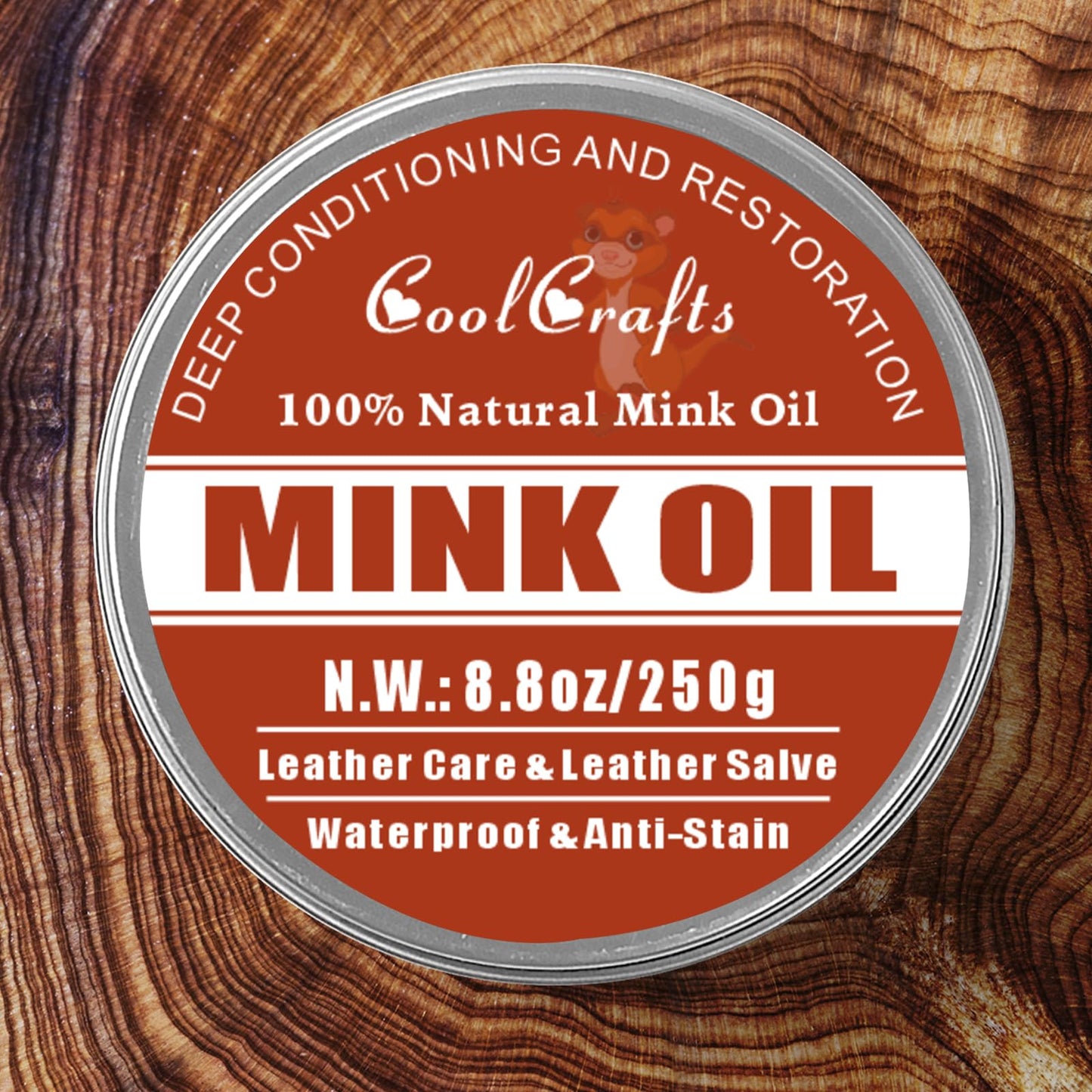 CoolCrafts Mink Oil for Leather Boots 8.8 OZ Boot Oil Leather Conditioner Cleaner for Shoes, Couch, Jacket