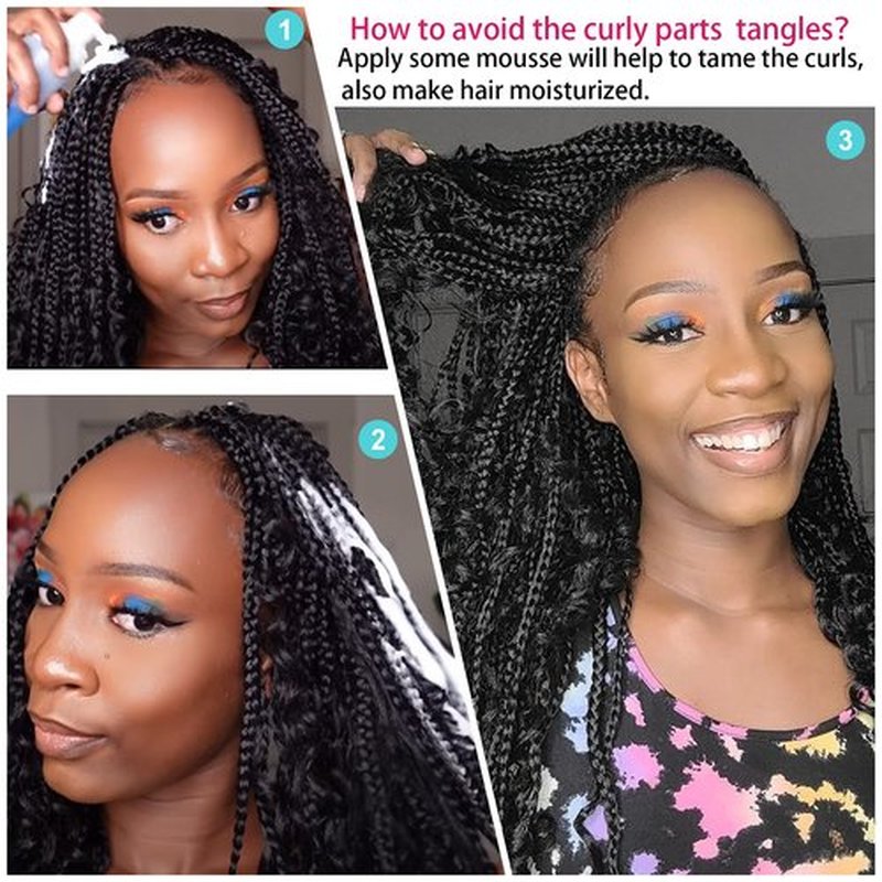 Goddess Box Braids Crochet Hair Box Braids Crochet Hair For Black Women Pre Looped Crochet Hair with Curly Ends Bohemian Crochet Box Braids Crochet Hair (12inch(Pack of 7), T27)