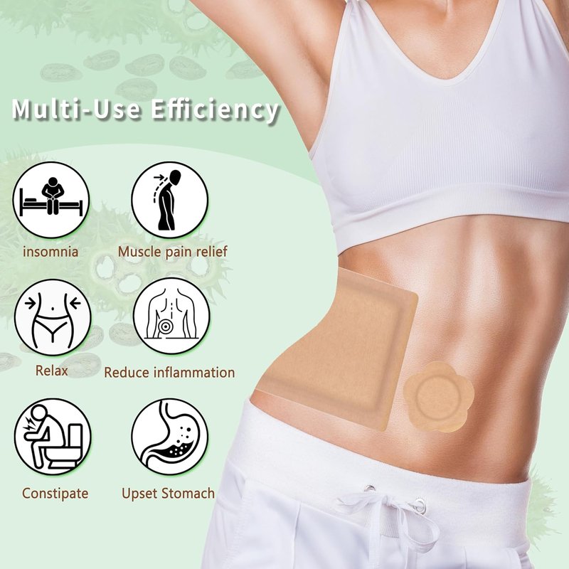 Castor Oil Pack Wraps - 60 Disposable Self-Adhesive Organic Cotton Pads for Belly Button, Stomach & Joints | Leak-Proof & Breathable Design
