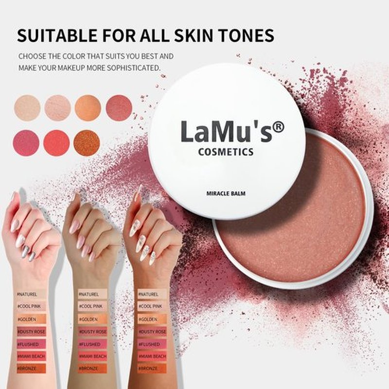 Lamu's Cosmetics Moisturizing Miracle Balm, Multi Glow Balm,Face Balm, Face Blush Cream Blush for Cheeks,Radiant Finish, Hydrating,Natural Glow,Shimmer Balm 50g/ 1.75 Oz(COOL PINK)