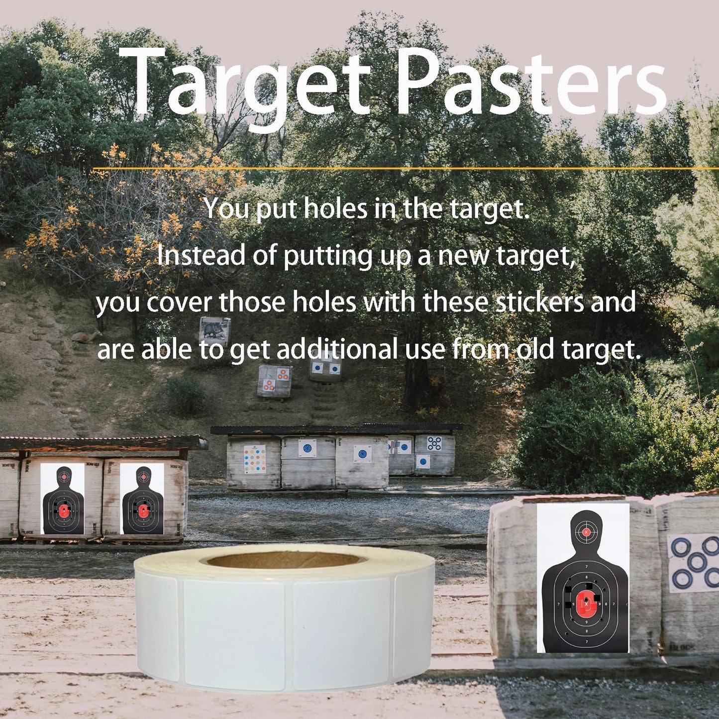 Chardime Target Stickers and Pasters for Shooting Practice - Target Pasters 1 inch 2 Rolls 2000 Pieces | Adhesive Markers for Shooting Range Targets（White）