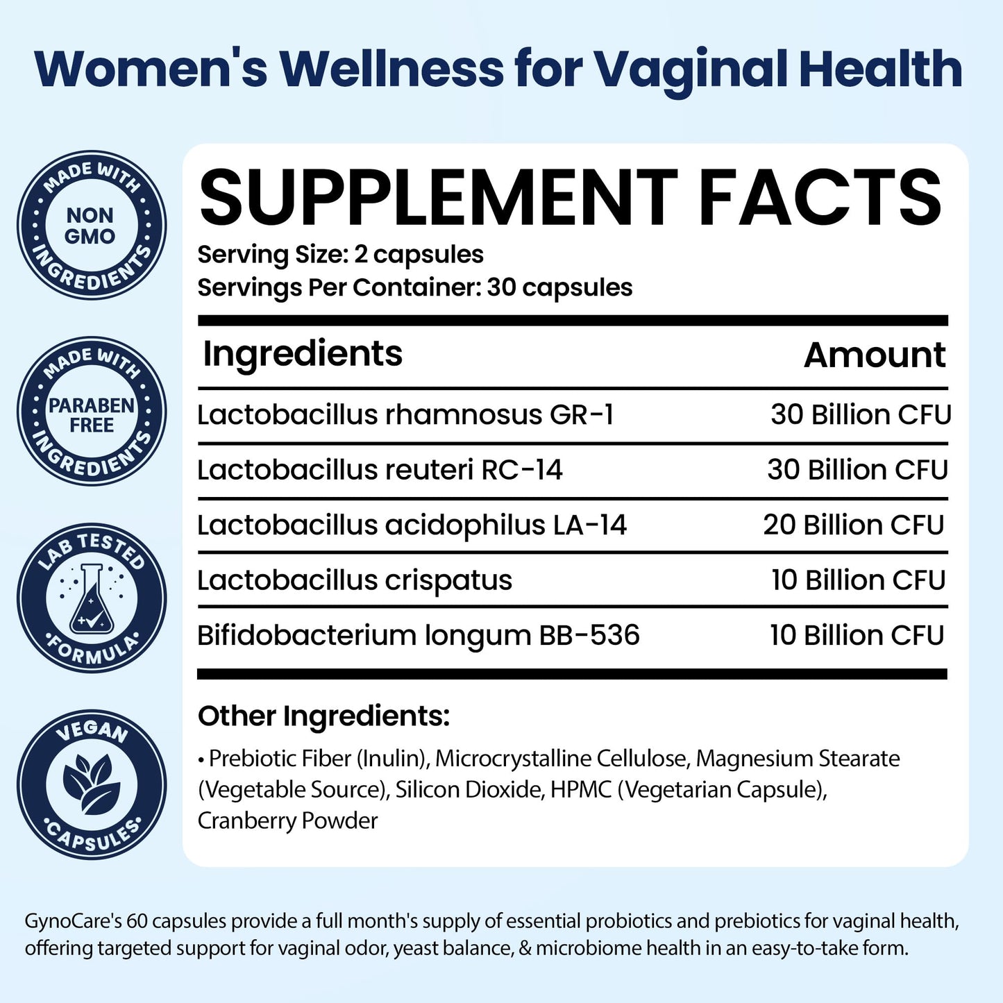 Vaginal Probiotics for Women pH Balance | Prebiotics & Probiotics for Women | Women's Welness for Vaginal Health | Odor Relief | 60 Capsules