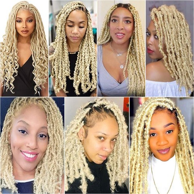 Afro Kinky Twist Crochet Hair Braids Marley Braid Hair 18inch Senegalese Curly Crochet Synthetic Braiding Hair (3Packs,#613)