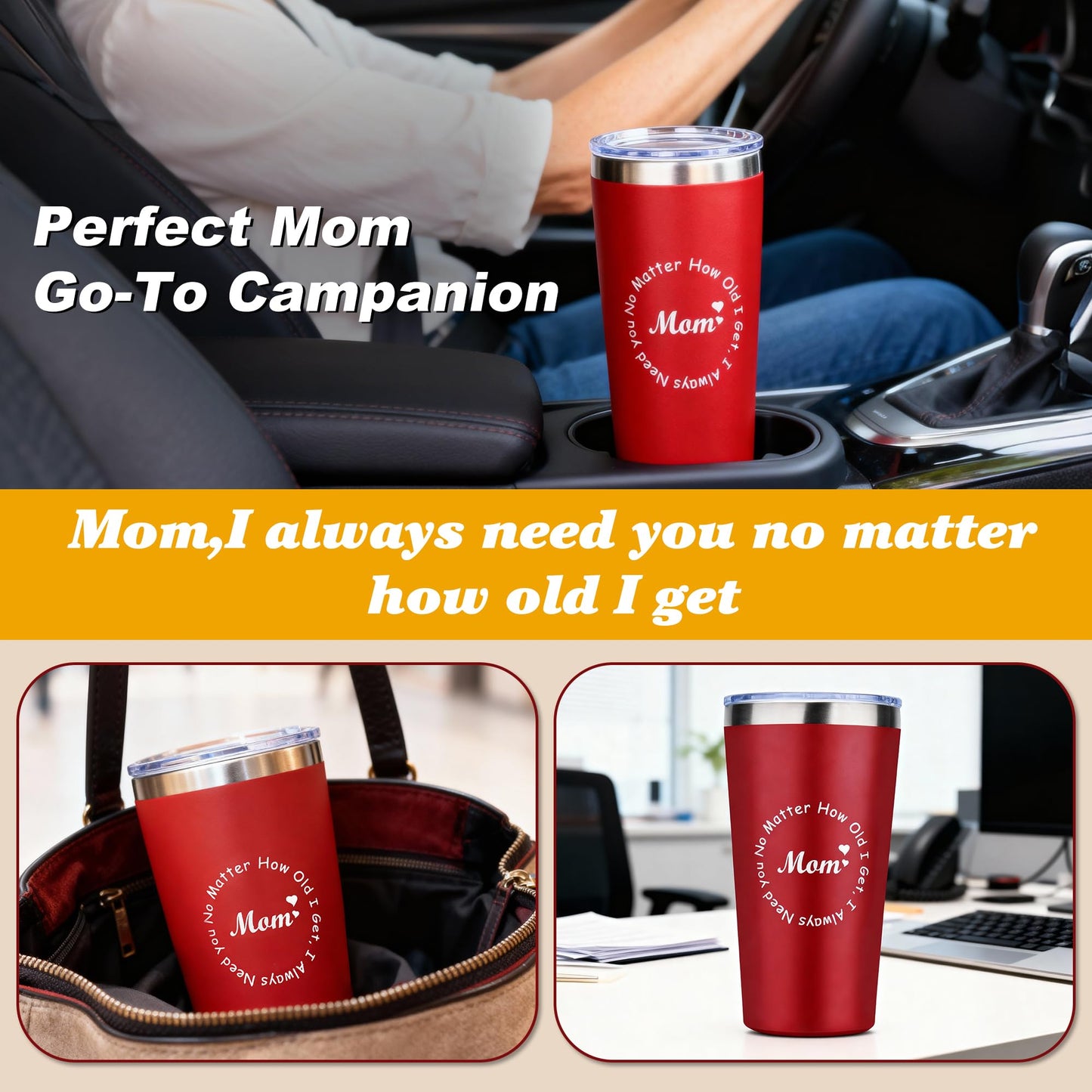 Mom Gifts, Birthday Gifts for Mom from Daughter Son,Sunshine Gift Set w/Handmade Crochet Sunflower & Insulated Tumbler,Cool Women Gifts Ideas for Mothers Day,Presents for Mom,Mommy,Mother in Law
