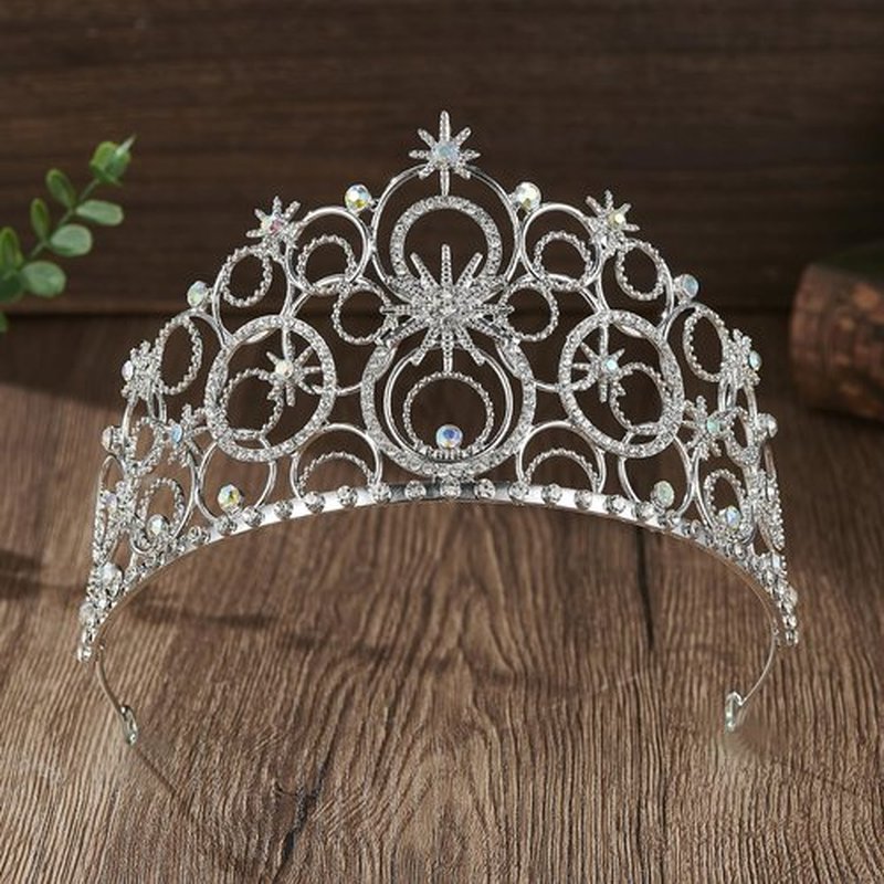 JITINX Crystal Crowns for Women, Crystal Bubble TiaraBride Royal Queen Headband Princess Headpieces for Women Bridal Wedding Prom Birthday Party Crowns (Silver)