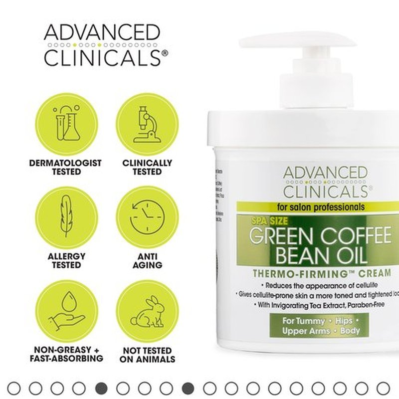 Advanced Clinicals Collagen Firming Cream + Green Coffee Bean Oil Cellulite Body Lotion Moisturizer Skin Care Set, Anti Aging Firming & Tightening Dry Skin Rescue Face & Body Cream Set, 16oz (2-Pack)