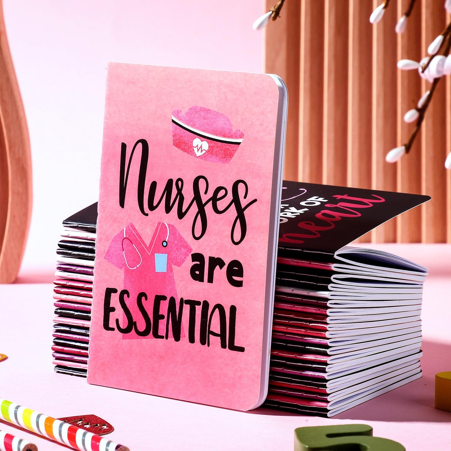 Zonon 48 Pcs Nurse Notepads Bulk Nurse Inspirational Pocket Notebooks Mini Nursing Motivational Note Pads Christmas Nurse Appreciation Gifts for Students Classroom Prizes Office Supplies