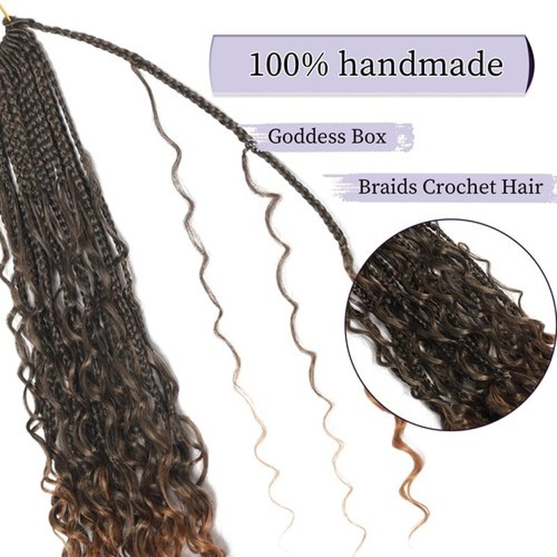 Goddess Box Braids Crochet Hair 18inch Boho Crochet Braids Crochet Box Braids Box Braids Crochet Hair 8 Packs Crochet Hair for Black Women (18 Inch,T30)
