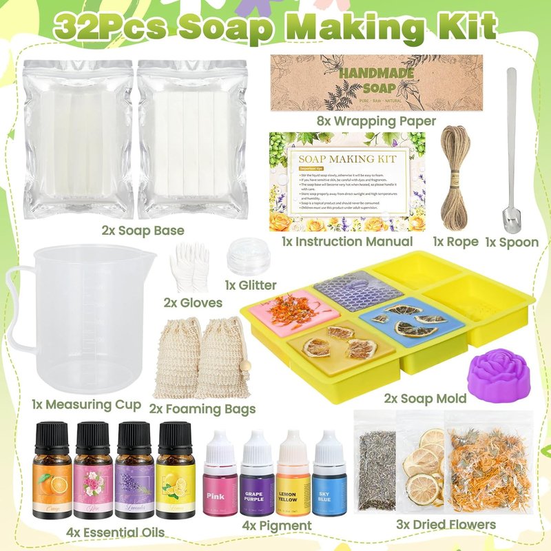 DIY Soap Making Kit - Complete Supplies with Shea Butter & Silicone Molds | Perfect Gift for Beginners
