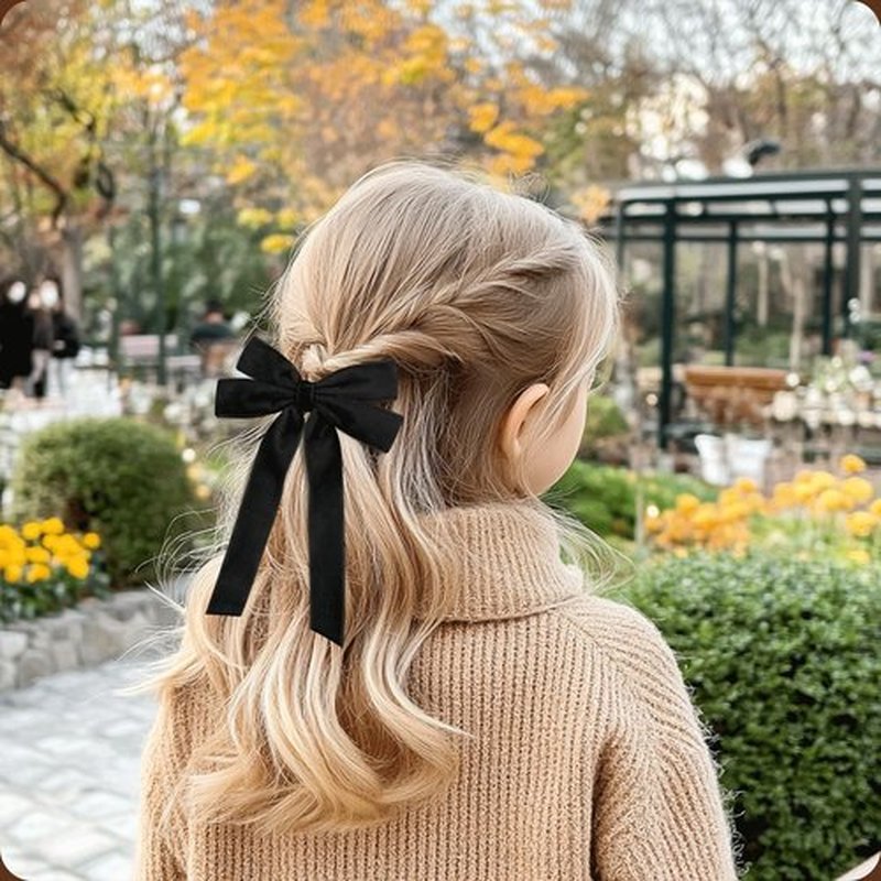 2PCS Black Hair Bows Soft Velvet Bow Hair Clip with Long Tail Hair Accessories for Women Girls Toddlers Teen Girl Gifts Cute Trendy Stuff