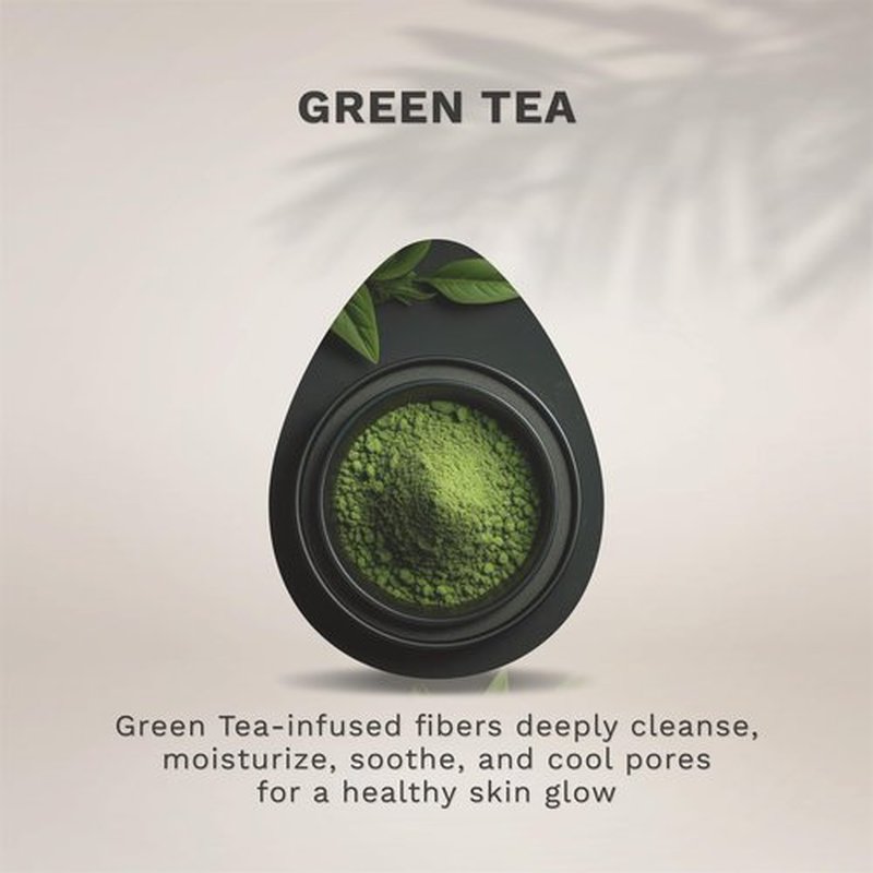 KOL Face Scrubber, Green Tea Infused Exfoliating Facial Cleansing Pads, Disposable Exfoliator Face Sponge for Daily Face Cleaning and Makeup Removal, 6 Count