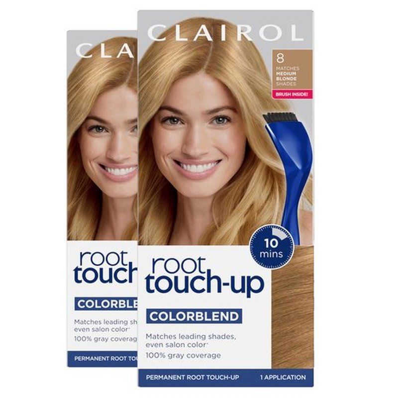 Clairol Root Touch-Up by Nice'n Easy Permanent Hair Dye, 8 Medium Blonde Hair Color, Pack of 2