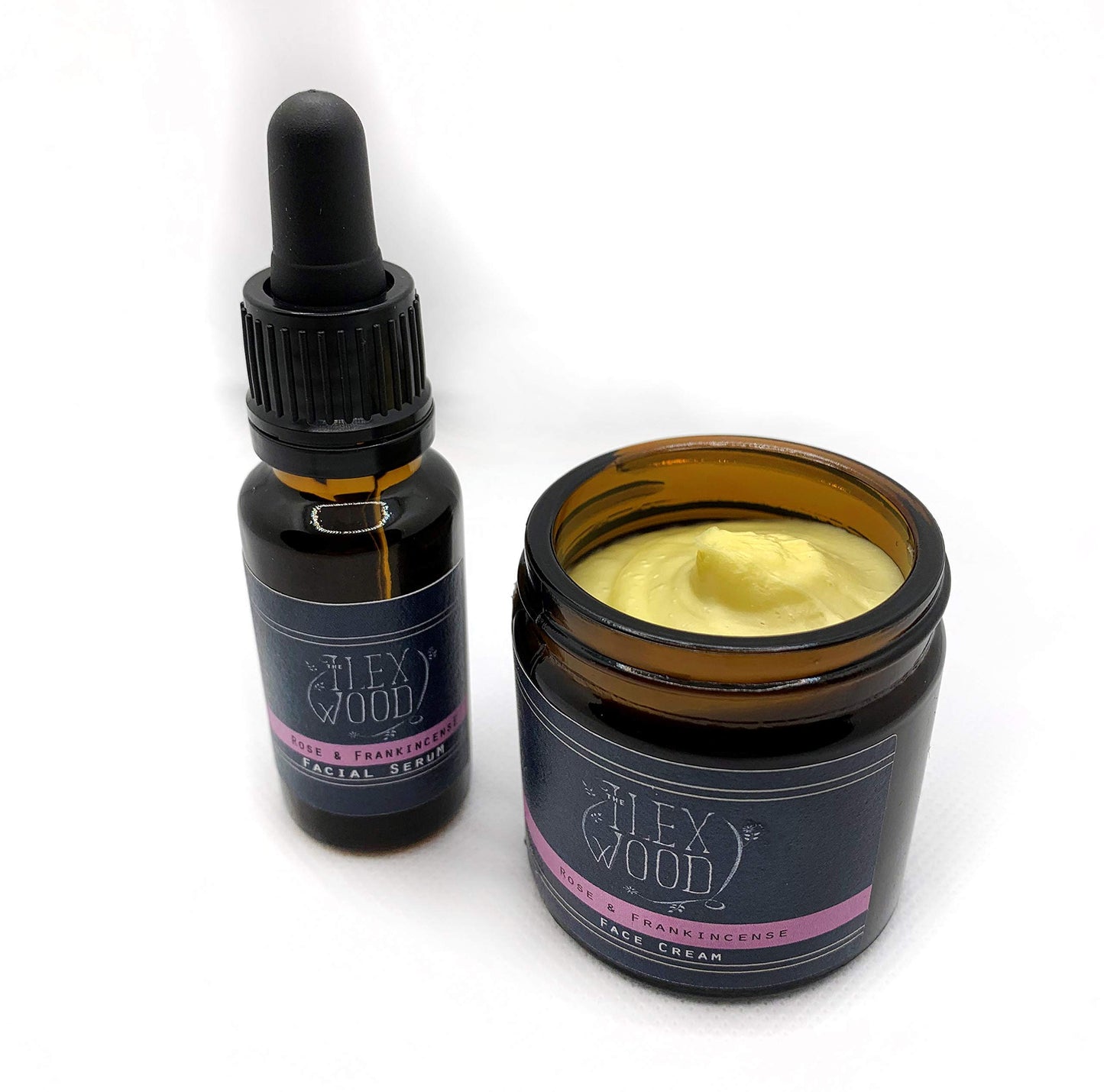 Rose and Frankincense Cream & Serum Gift Set - handcrafted in the UK, 100% Natural, Vegan, Moisturising, Anti Ageing, Cruelty Free, Palm Oil Free, Plastic Free