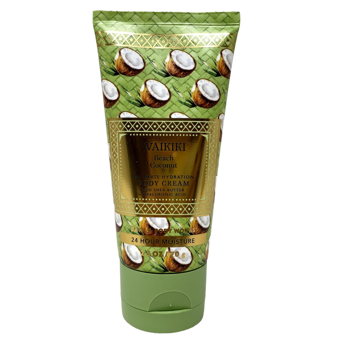 Bath & Body Works Waikiki Beach Coconut Ultimate Hydration Body Cream 2 Pack with a Natural Oats Sample Soap - Travel Size