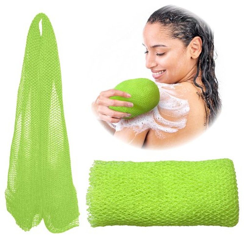 Adeton African Net Sponge, Exfoliating Body Scrubber, Body Exfoliator, Long Net Sponge, 17 Colors, Sapo, Shower Bath Accessories, Back Foot Scalp Scrub, Flat Dead Skin Remover Body Wash (Lemon)