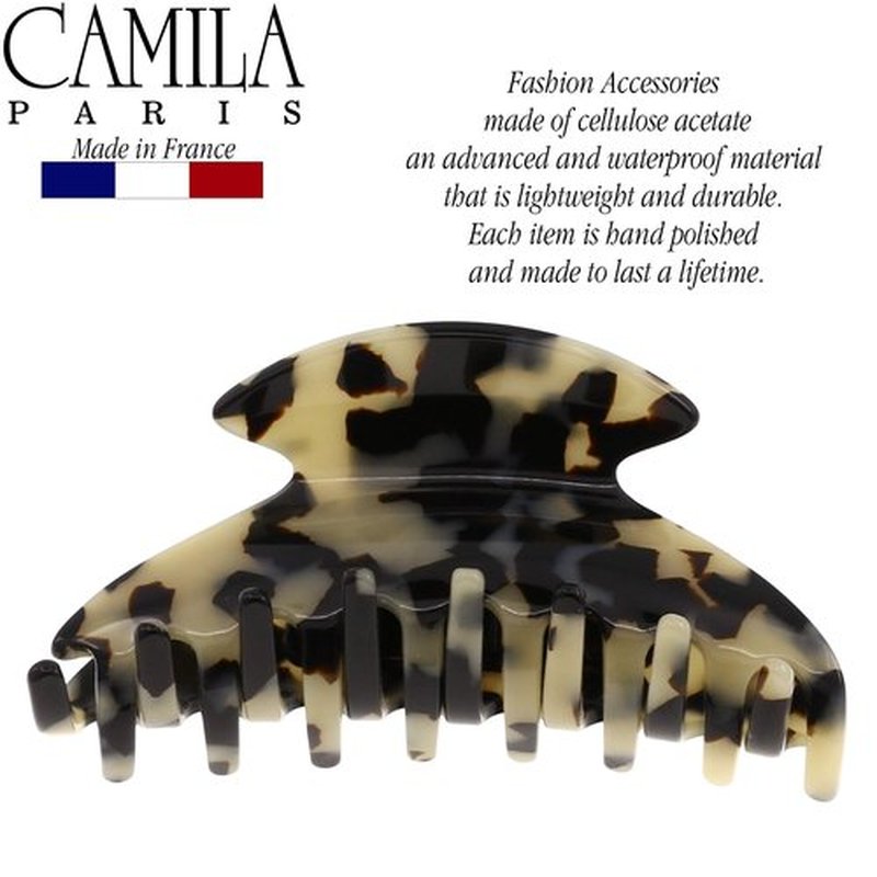 Camila Paris CP2473 French Hair Clip for Women Thick Hair for Long Curly Wavy Hair, Handmade Flow, Girls Hair Claw Clips, Durable Styling Big Claw Clip for Thick Hair, Strong Hold Grip, Made in France