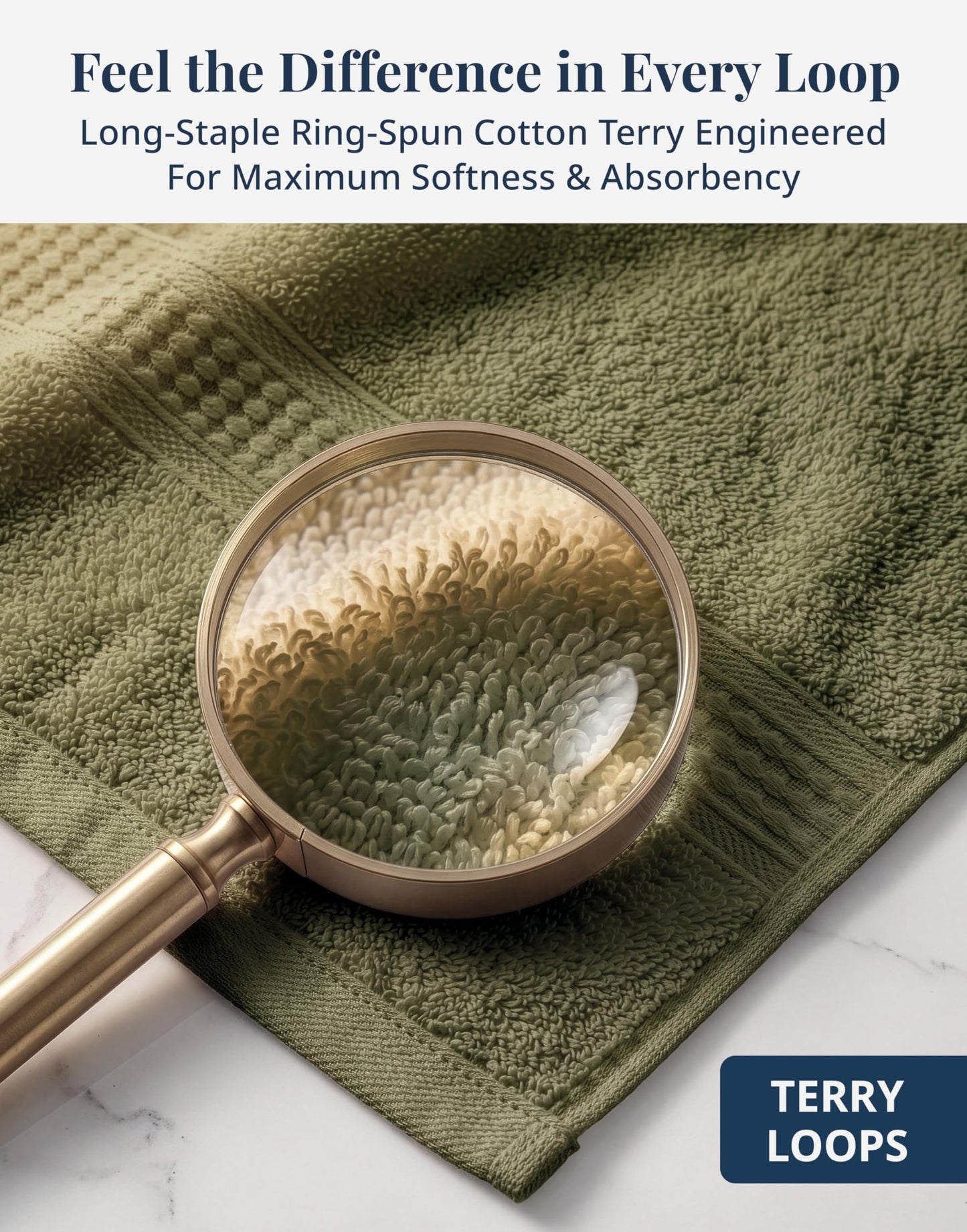LANE LINEN Wash Cloths - 100% Cotton 6 Pack Set - 13"x13" Soft Surface, Reinforced Edges & Quick Drying - Highly Absorbent & Fade Resistant - Ideal for Salon, Spa & Hotel - Oil Green