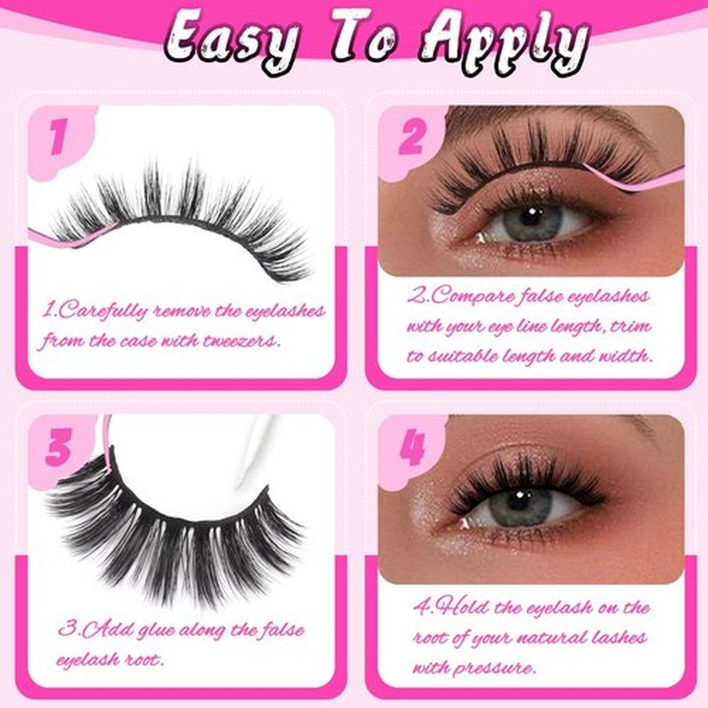 Veleasha Lashes 5D Faux Mink Lashes 100% Handmade Wispy Lashes Charming Luxurious Fake Eyelashes Lightweight Fluffy False Eyelashes 5 Pairs Pack (5D04)