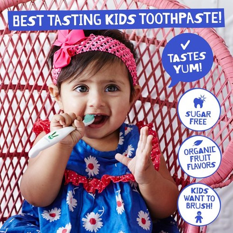 Jack N' Jill Natural Toddler Toothpaste for Baby, Kids and Infants 6 Months & Up, Fluoride Free Training Toothpaste for Toddlers 1-3, 40% Xylitol, BPA Free - Banana & Raspberry, 1.76 oz (Pack of 2)