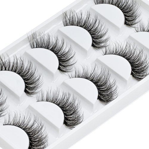Veleasha Cat Eye Lashes Fluffy 5D Faux Mink Lashes 100% Handmade Luxurious False Eyelashes Volume Fake Lashes 5 Pairs Pack (804)