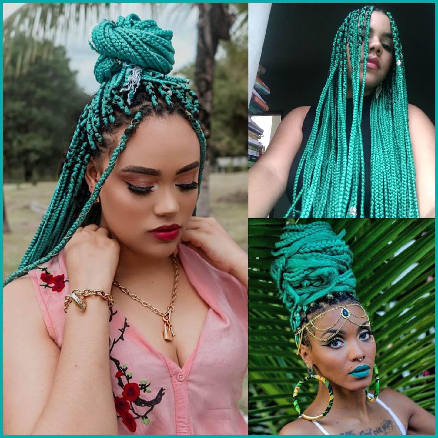 RUN SHUI Lake Green Pre stretched Braiding Hair 2 Packs Pre feathered Braid Hair Extensions 30 Inches Hair Braids