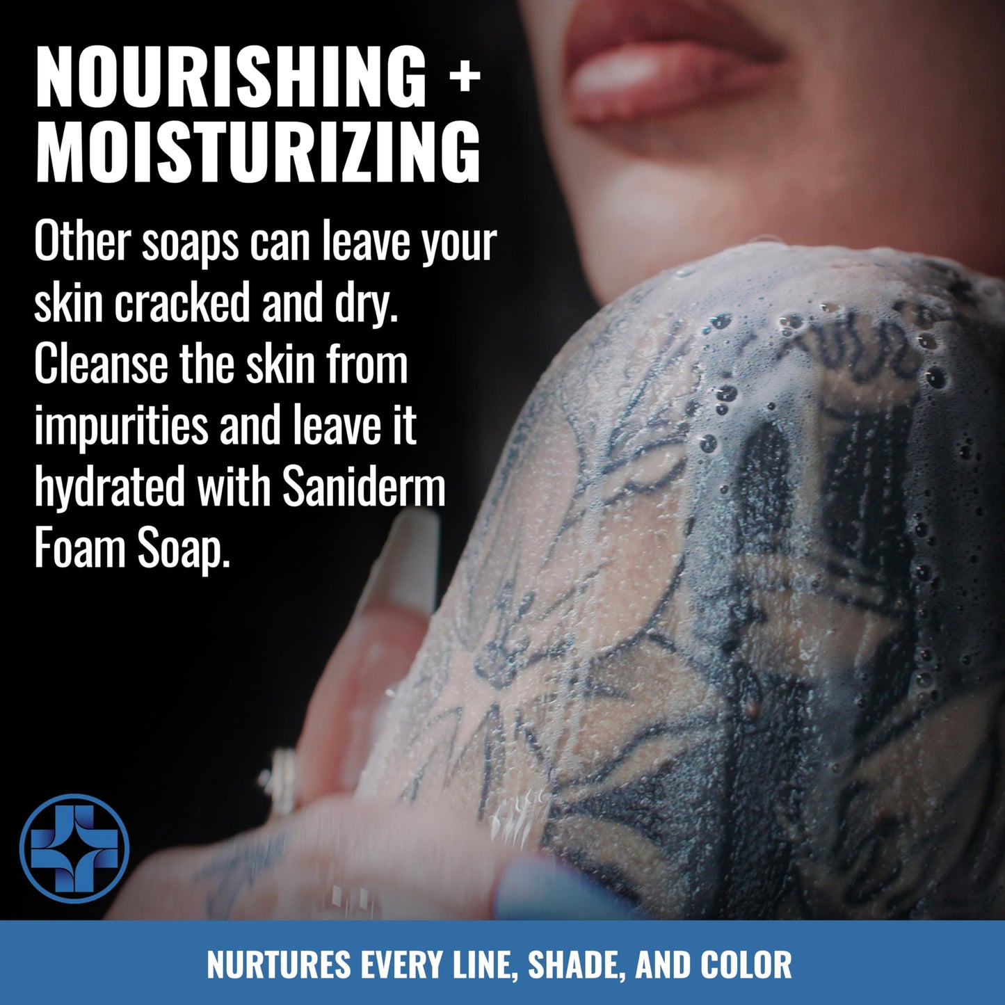 Saniderm Foaming Tattoo Soap (8.45oz Home Size) – Gentle Soap for Tattooed Skin, Infused with Antimicrobial Colloidal Silver, Aloe Vera, and Nourishing Sea Buckthorn Oil