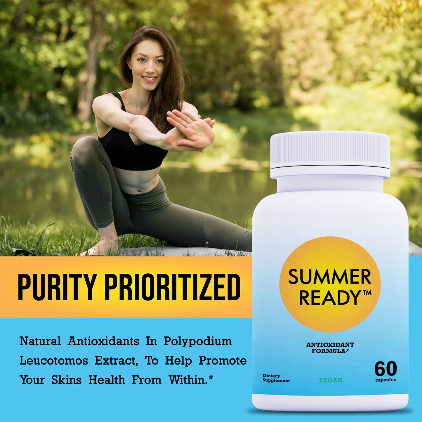 Summer Ready Skin Care Supplement Capsules - Nicotinamide/Niacinamide/Niacin 500mg (Vitamin B3) and Polypodium Leucotomos (Fern Extract) 480mg, Antioxidant Rich Formula