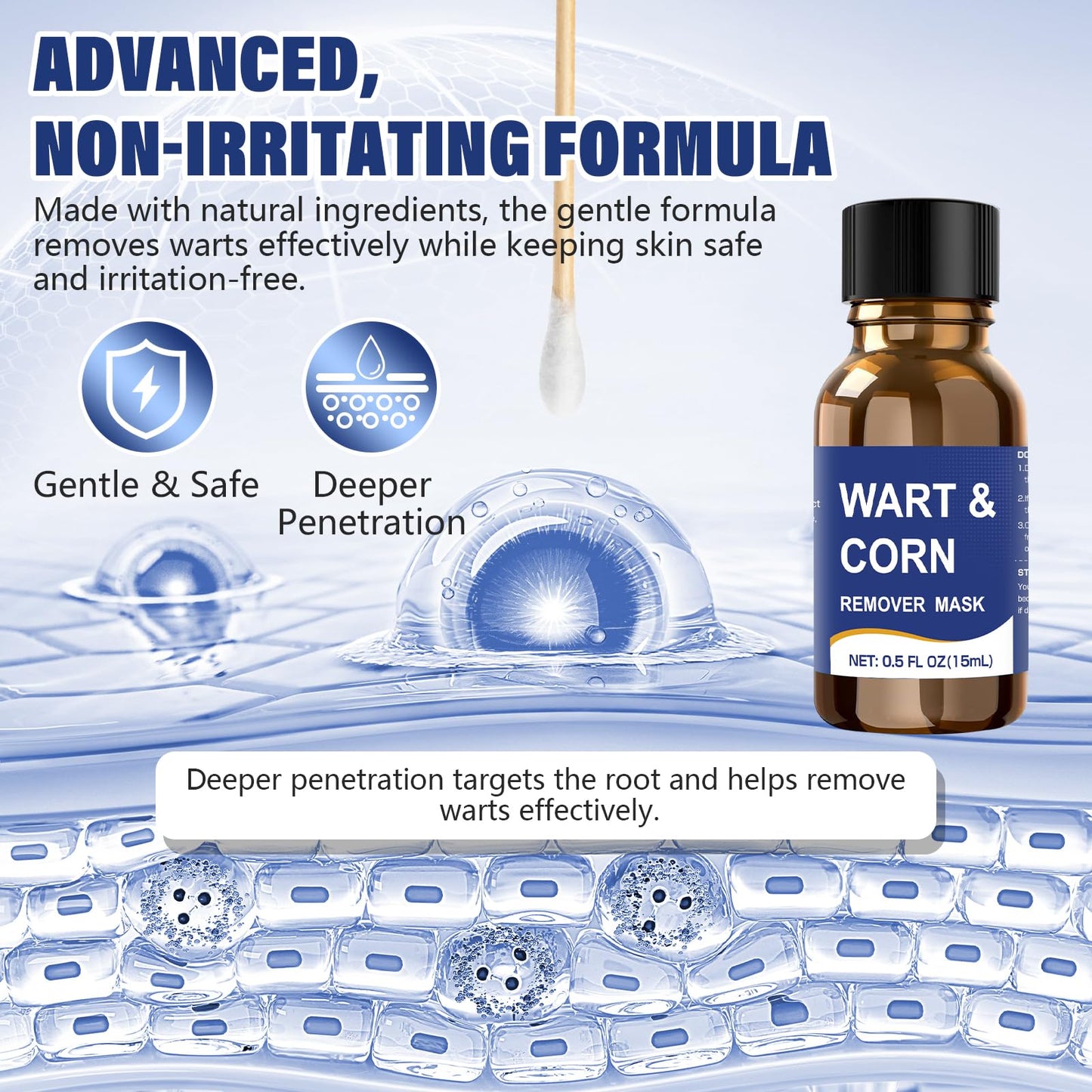 Wart Remover Liquid with Salicylic Acid for Feet and Hands, Plantar Wart and Corn Remover Freeze Off Formula, Fast Acting Treatment for Common Flat Warts, Corns and Calluses 15 ml (0.5 fl oz) 3 pack